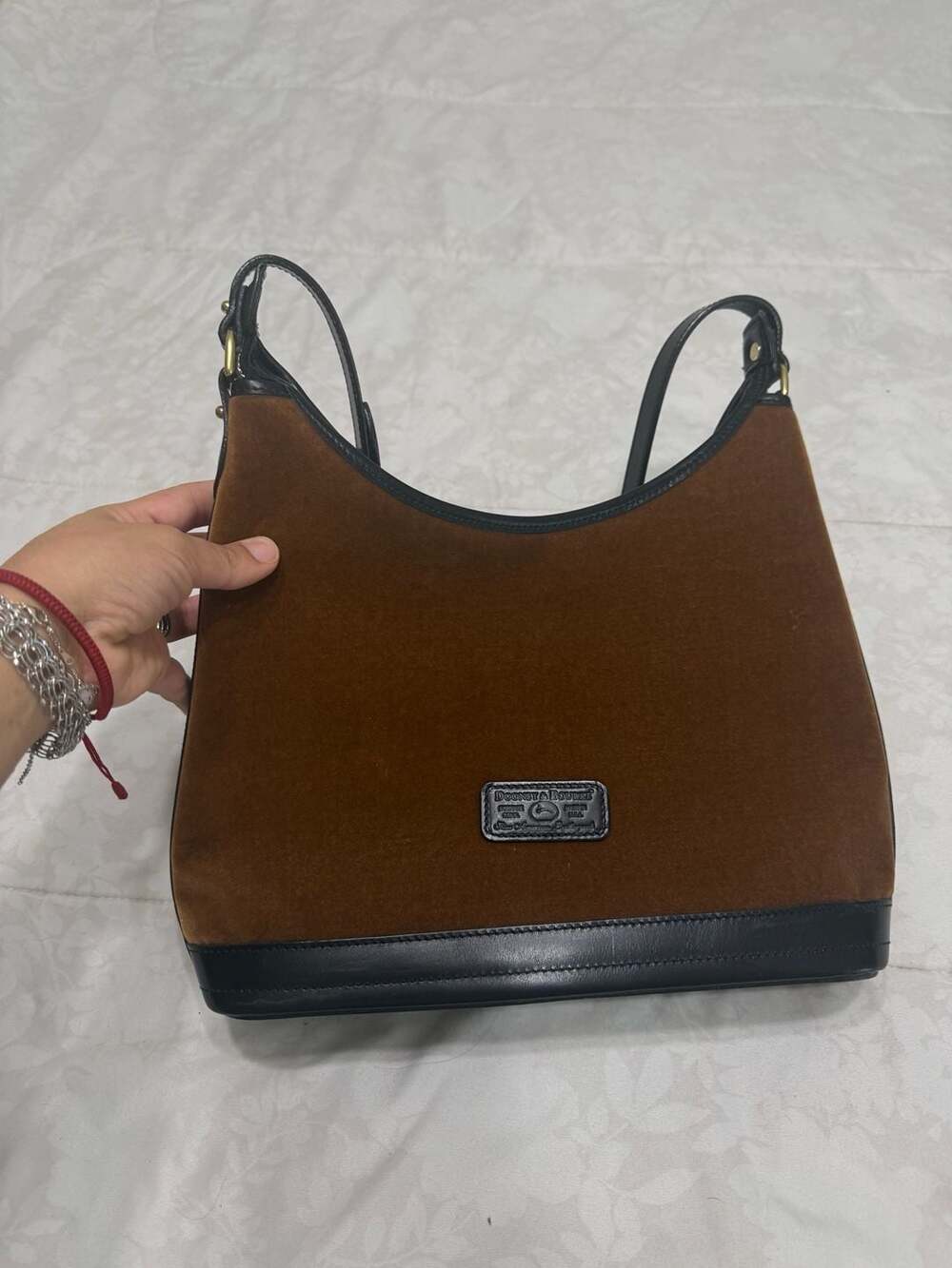 Vintage Dooney & Bourke Suede and Leather Hobo Shoulder Bag
